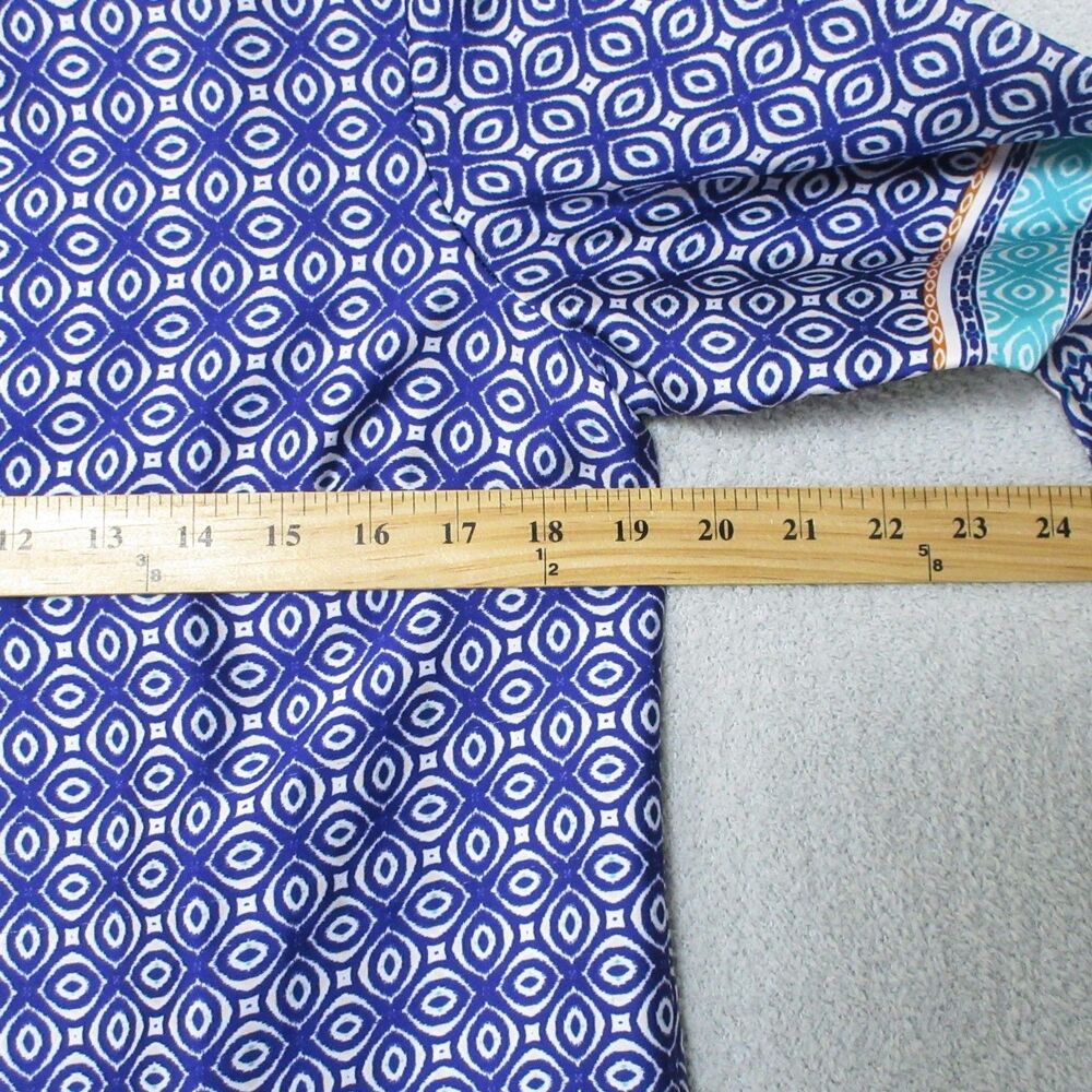 Chicos Tunic Womens 0 (S) Blue Geo Print 3/4 Sleeve Tassel Tie Polyester Casual - Picture 4 of 9